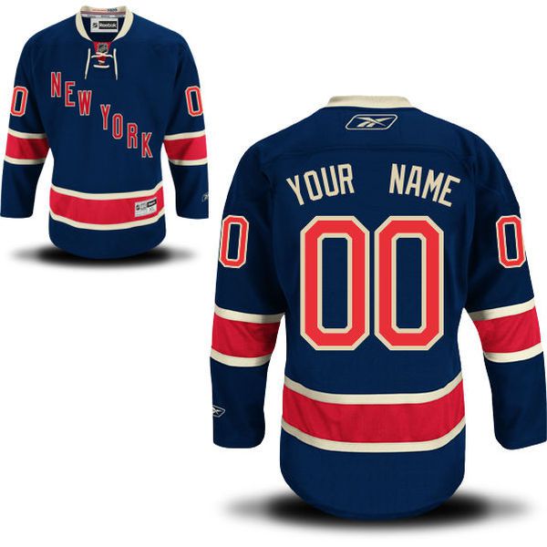 Reebok New York Rangers Men Premier Alternate Custom NHL Jersey - Blue->women nhl jersey->Women Jersey